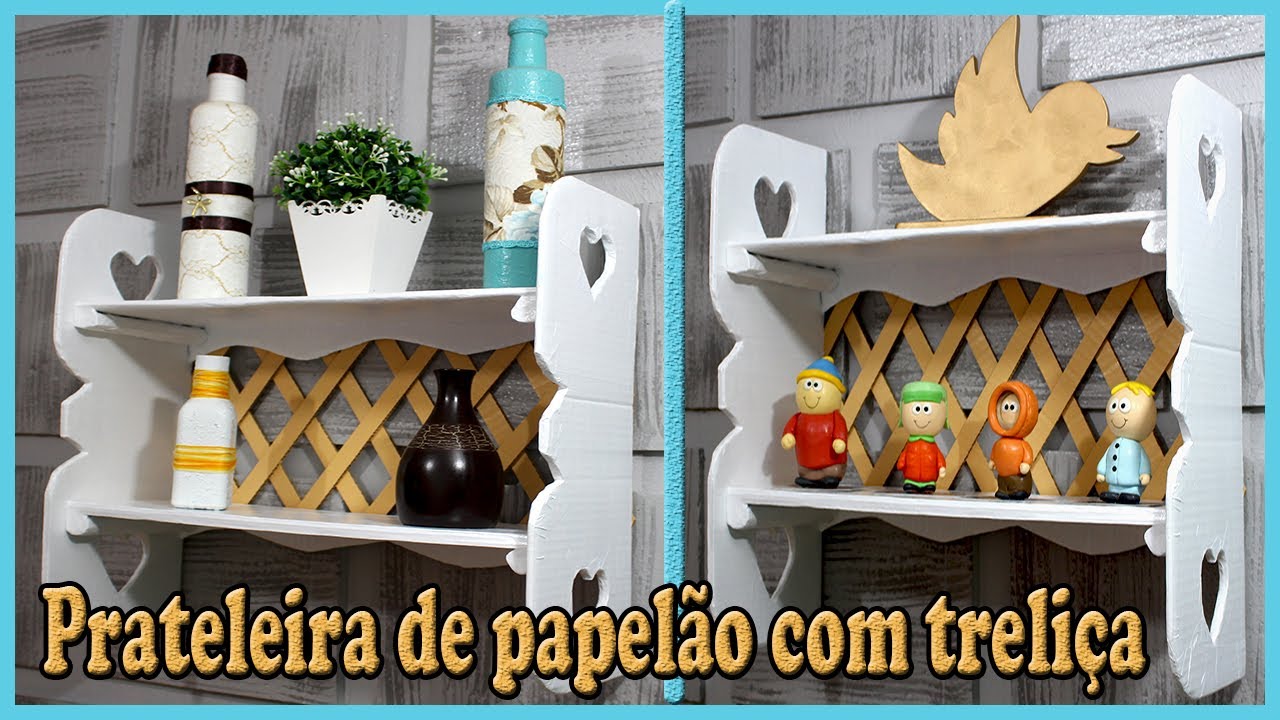 Prateleira de papelão com Treliça ,(Diy) faça você mesmo.