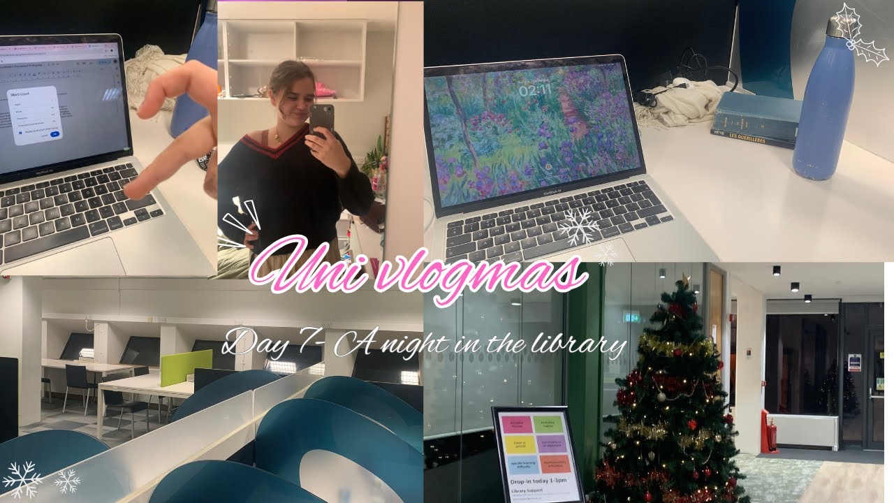 a night in the library 🌙 uni vlogmas 7 