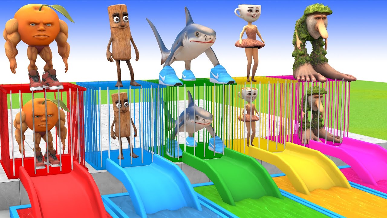 Long Slide Game With Elephant Gorilla Buffalo Hippopotamus Tiger 3d Animal Game Funny 3d Animals #44