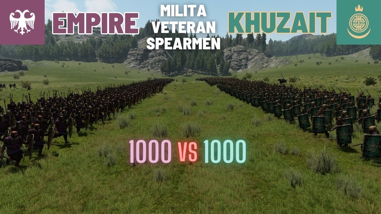 1000 Imperial Milita Veteran Spearmen vs. 1000 Khuzait Milita Veteran Spearmen #bannerlord