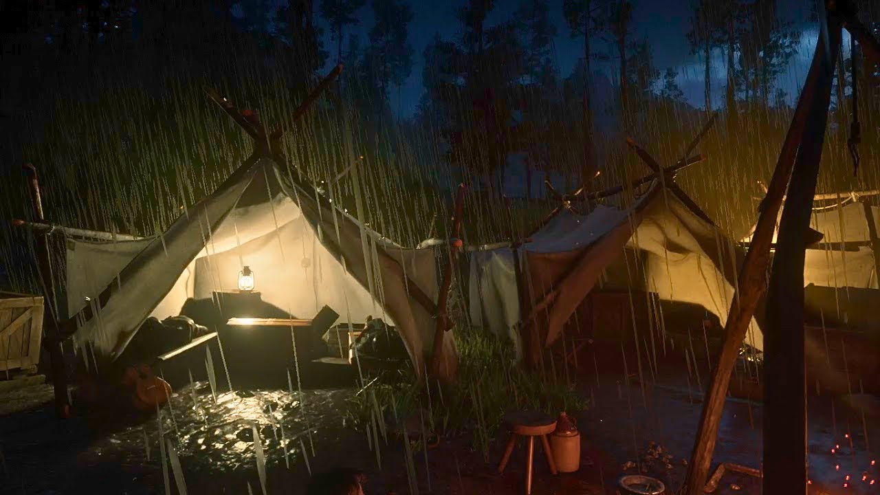 CAMPING with Thunderstorm sounds For Sleeping ⛈ Nature Sounds for Sleep Barulho de Chuva para Dormir