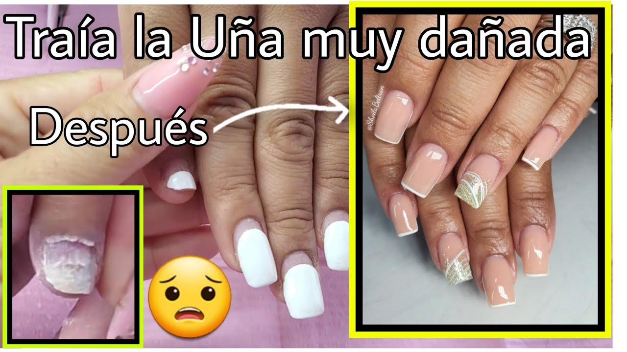 Como arreglar una UÑA dañada 😰 | Uñas Acrílicas cuadradas