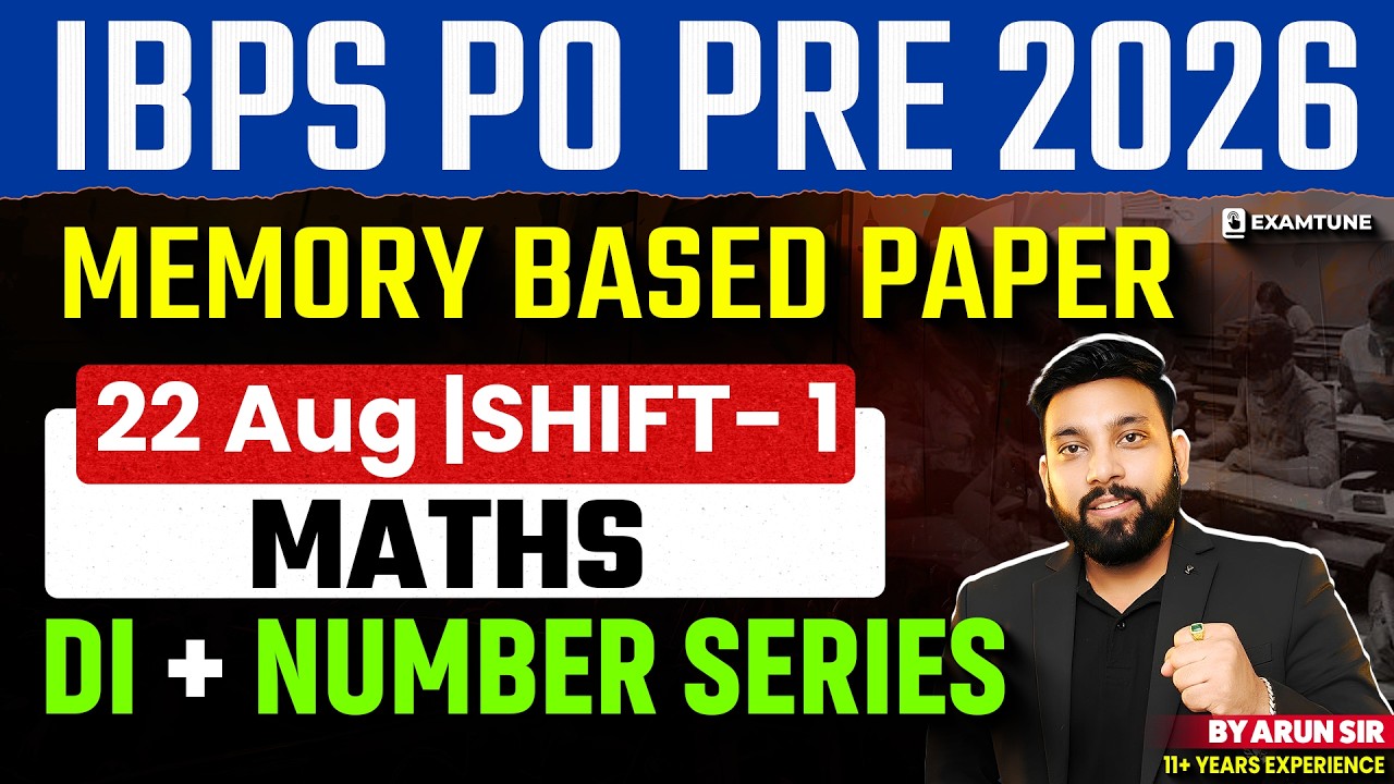 IBPS PO Pre 2026 Quant Memory Based Paper & Good Attempts | SHIFT - 1 | Arun Sir