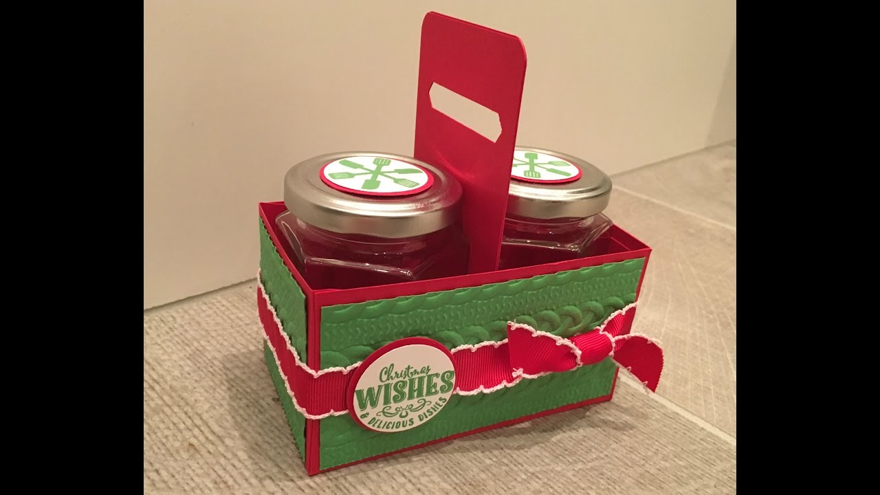 Handmade Gift Box for two Jam Jars using Yummy Little Christmas by Stampin' Up