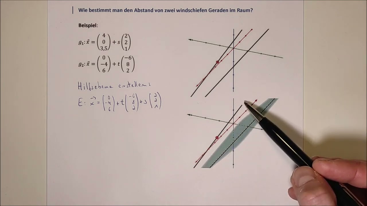 Abstand windschiefe Geraden berechnen mit Hilfsebene