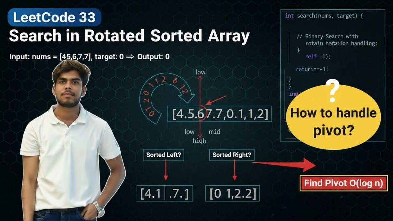 Day 13 || Leetcode 33 Search in rotated sorted array || DSA daily
