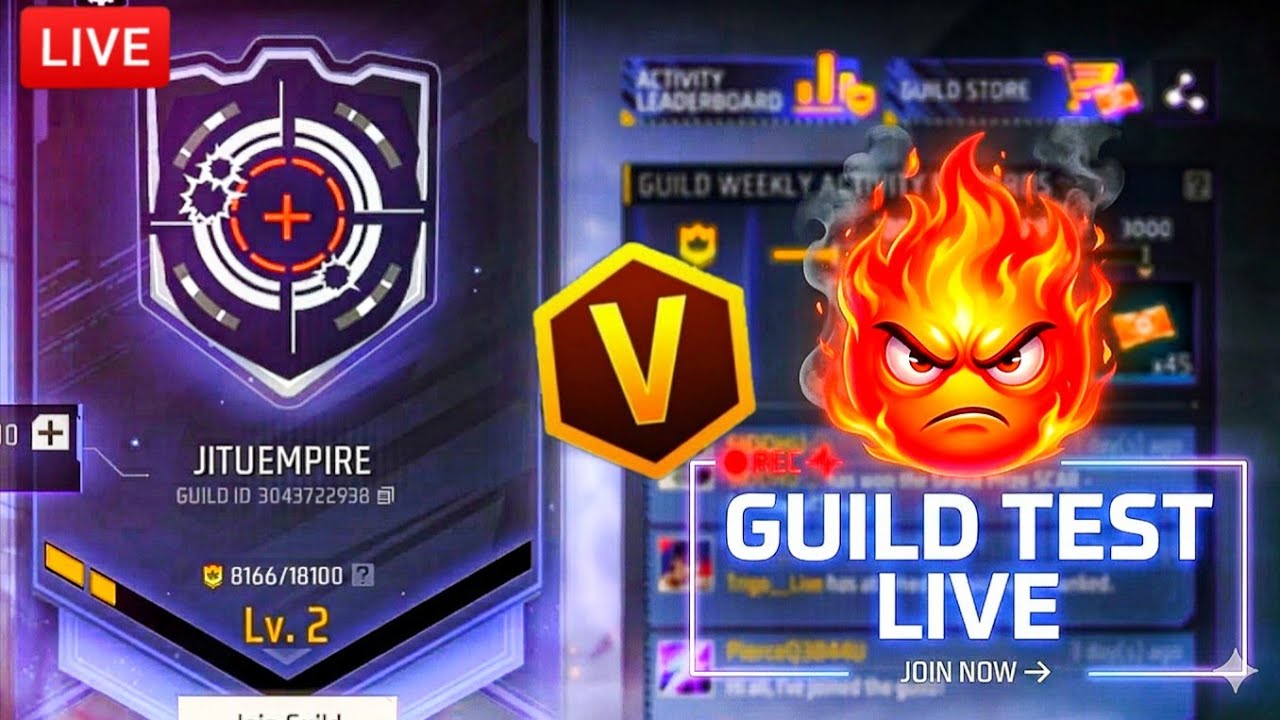 FF Live Top 1 Guild Test 1VS2 | Free Fire Guild Test Live #fflive #guildtest #ffgirl