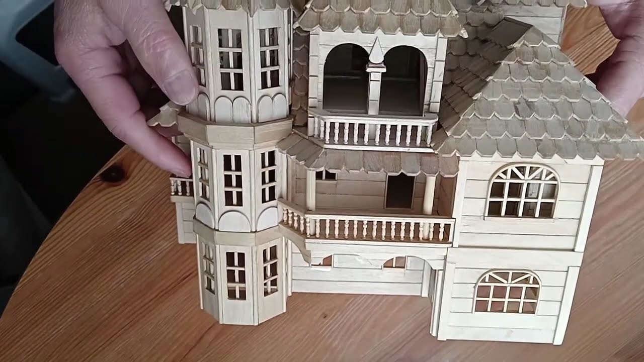 Beautiful Miniature Medieval Castle Made Of Popsicle Stick.