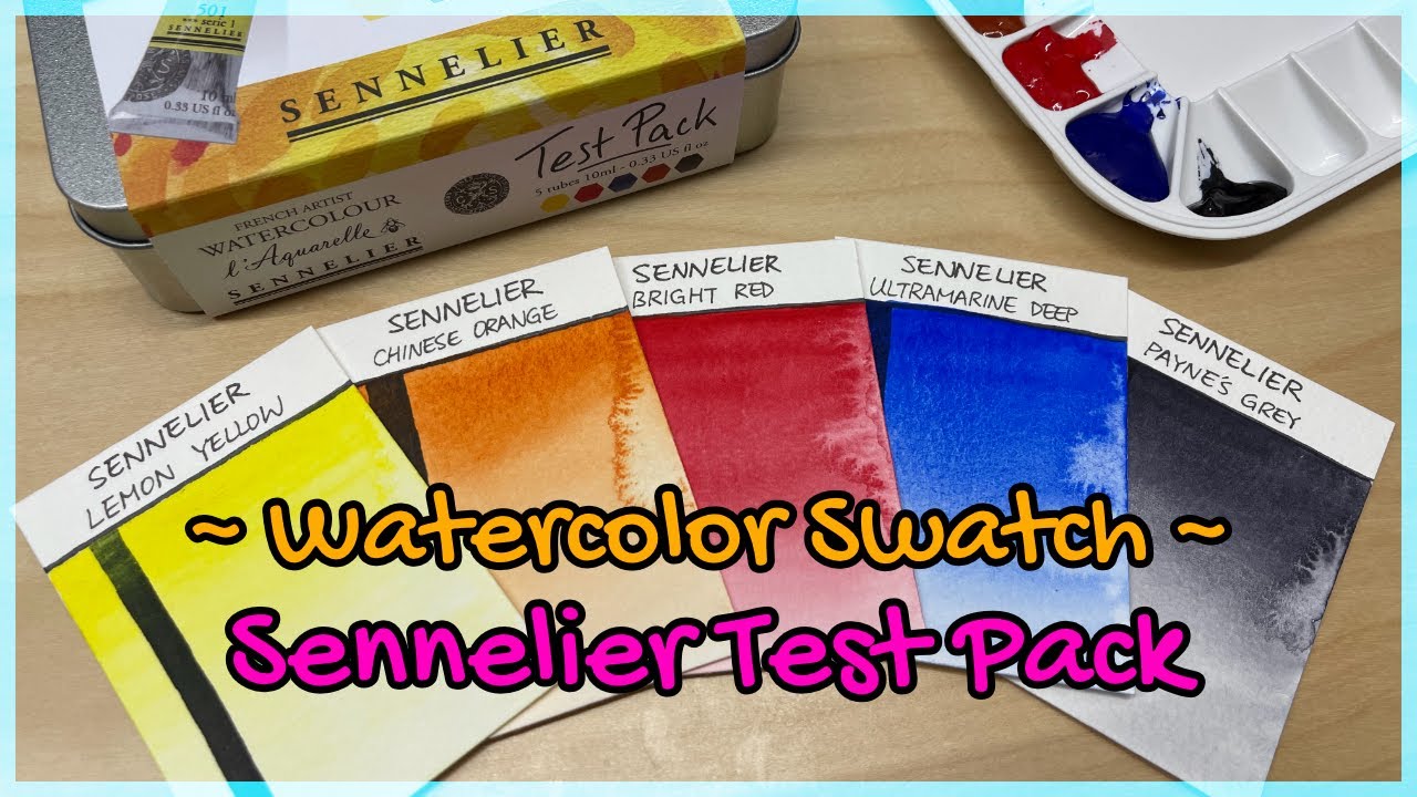 Sennelier Test Pack | Swatching 5 watercolor tubes