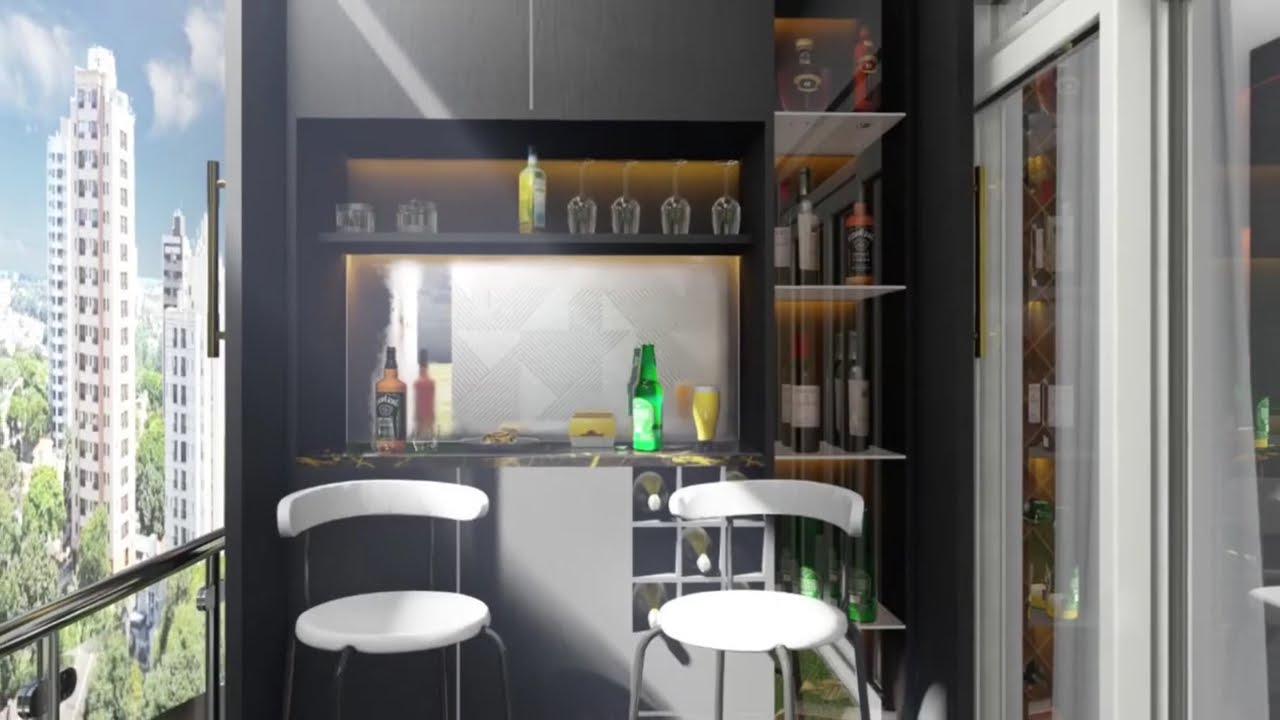 Balcony with mini bar design by Mohh Interiors