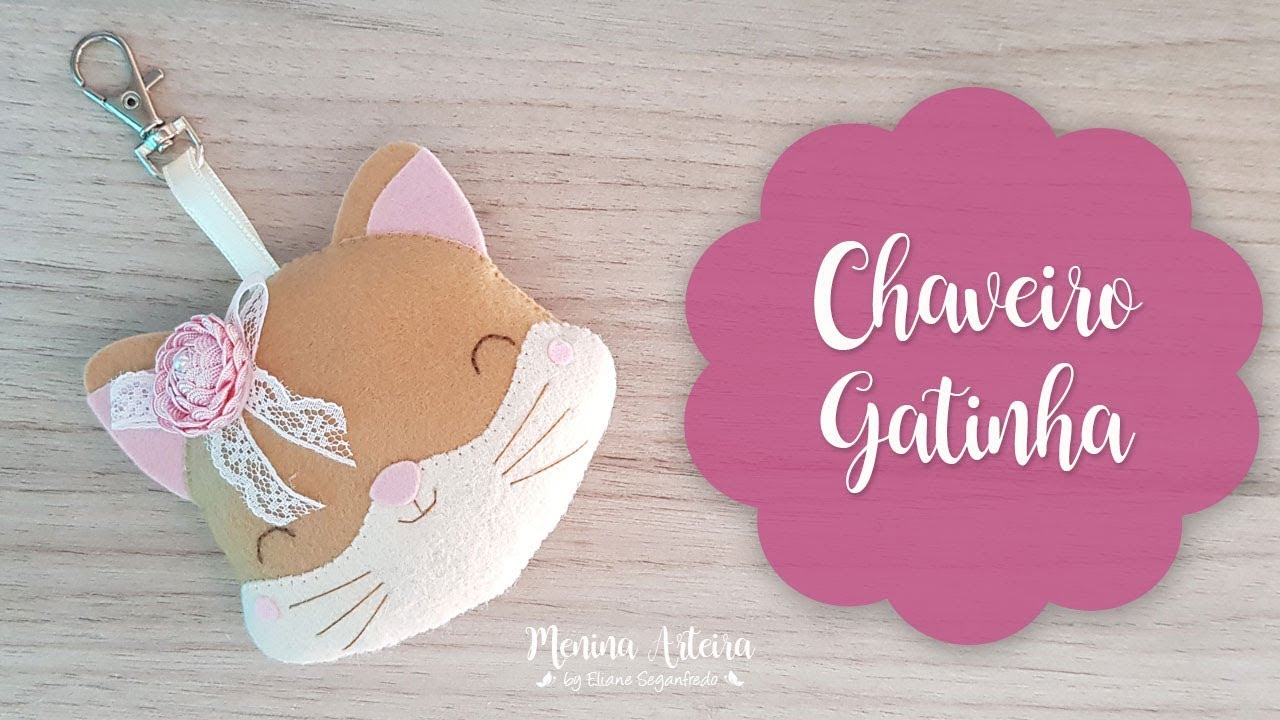 Lembrancinha Chaveiro Gatinha de Feltro - Com molde gratuito
