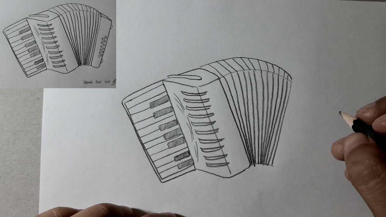 Cómo dibujar  un ACORDEON |  How to draw an ACCORDION
