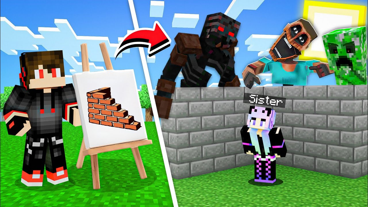 Minecraft But Draw To Survive Challenge !!