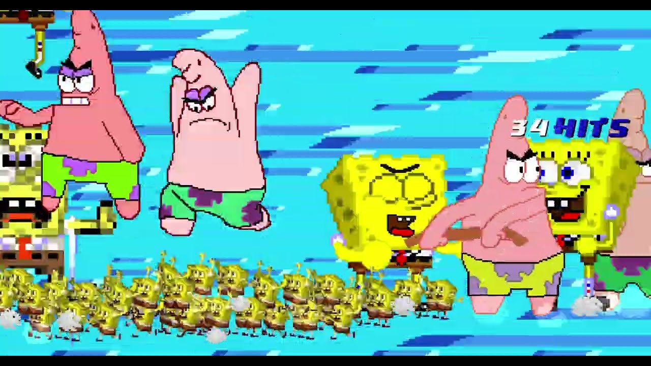 Mugen Battle - Spongebob x4 VS Patrick x4