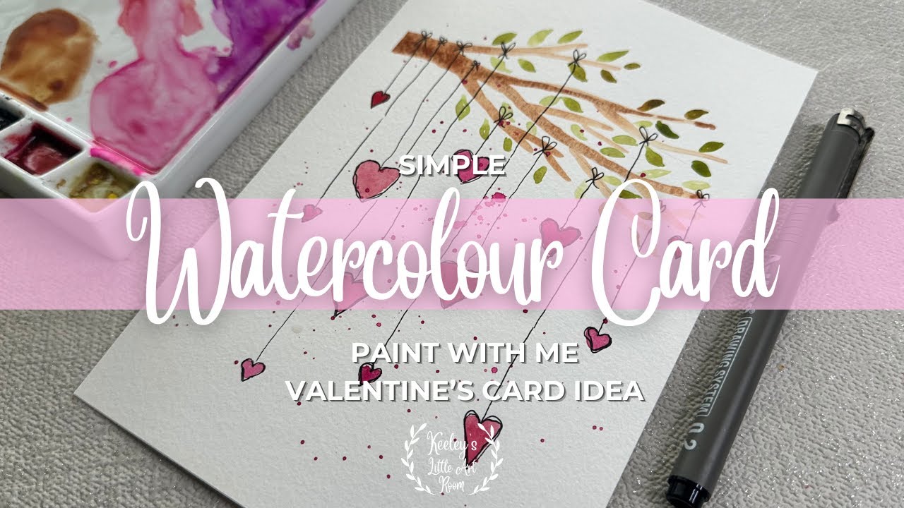 Simple Watercolour Valentine’s Card, Watercolour Art, (unintentional asmr)