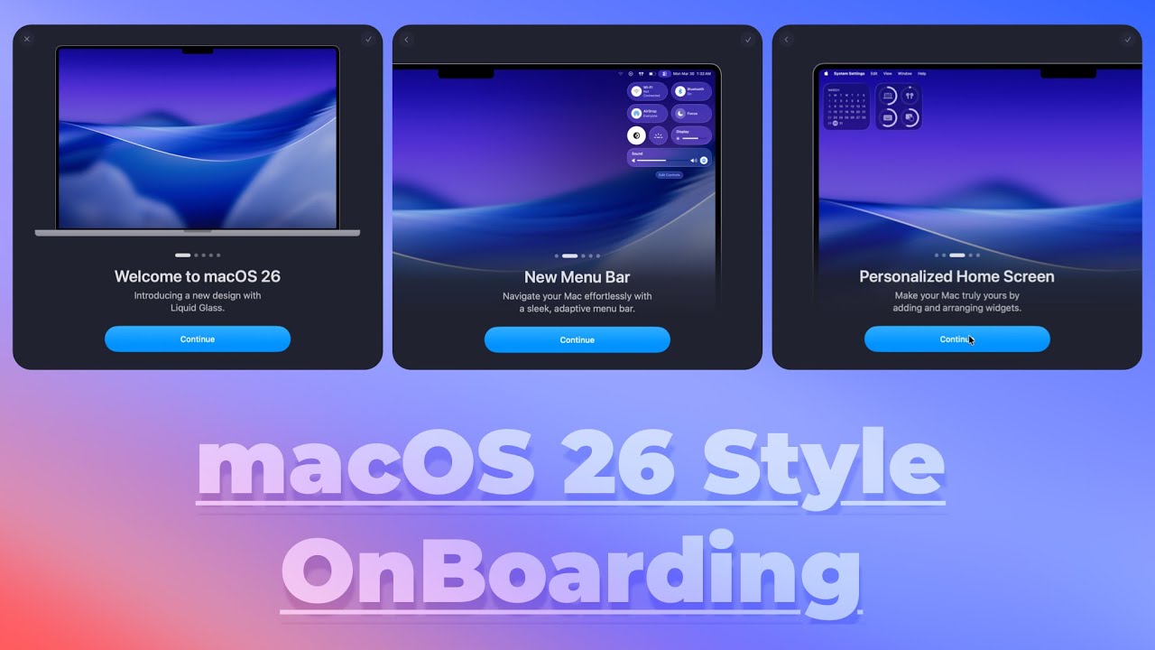 New macOS 26 Style OnBoarding Animation Using SwiftUI | Complex Animations | Xcode 26