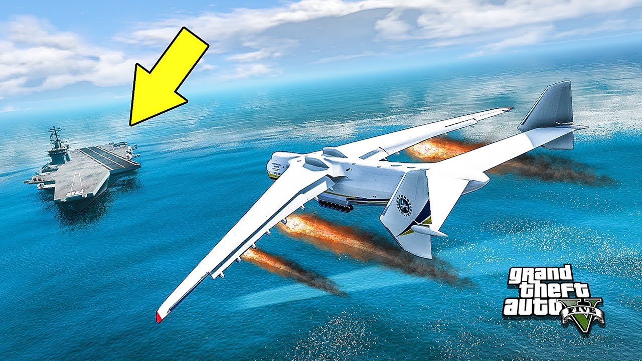 МОЖНО ЛИ ПОСАДИТЬ АН 225 НА АВИАНОСЕЦ В ГТА 5! САМЫЙ БОЛЬШОЙ САМОЛЕТ В МИРЕ!