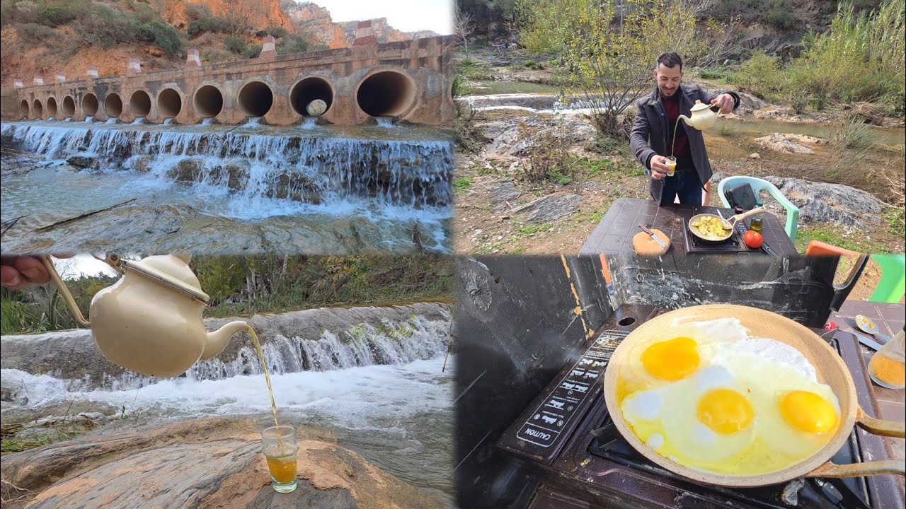 🌿☀️ فطور صباحي بالبيض المقلي في أحضان الطبيعة الهادئة