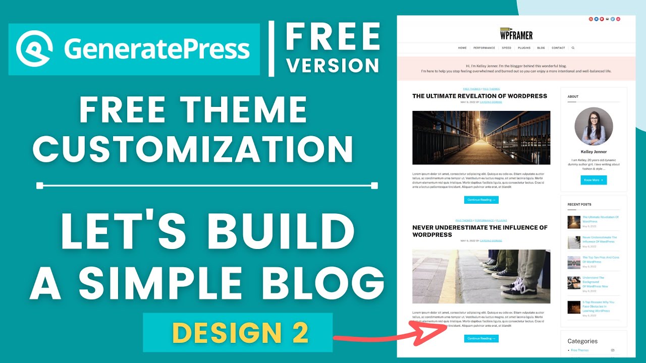 GeneratePress Free Tutorial - Build a Simple Blog [Design 2]