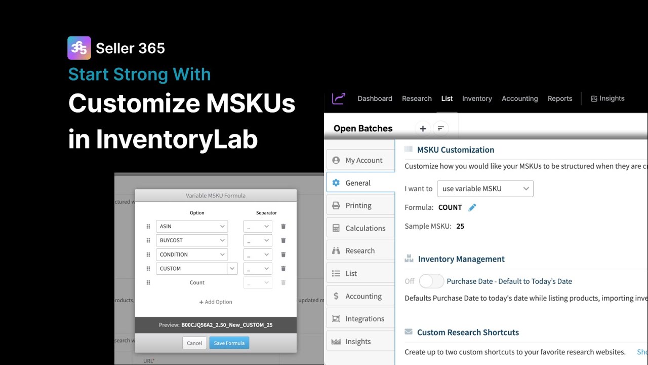 How to Customize MSKUs in InventoryLab with Seller 365