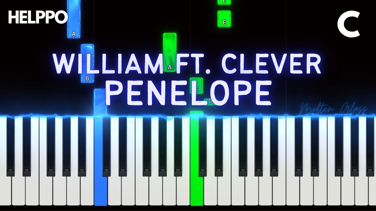 william - Penelope ft. Clever | EASY Piano Tutorial (pelkillä valkoisilla koskettimilla)