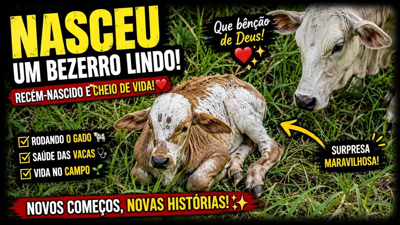Nasceu um bezerro aqui na fazenda.