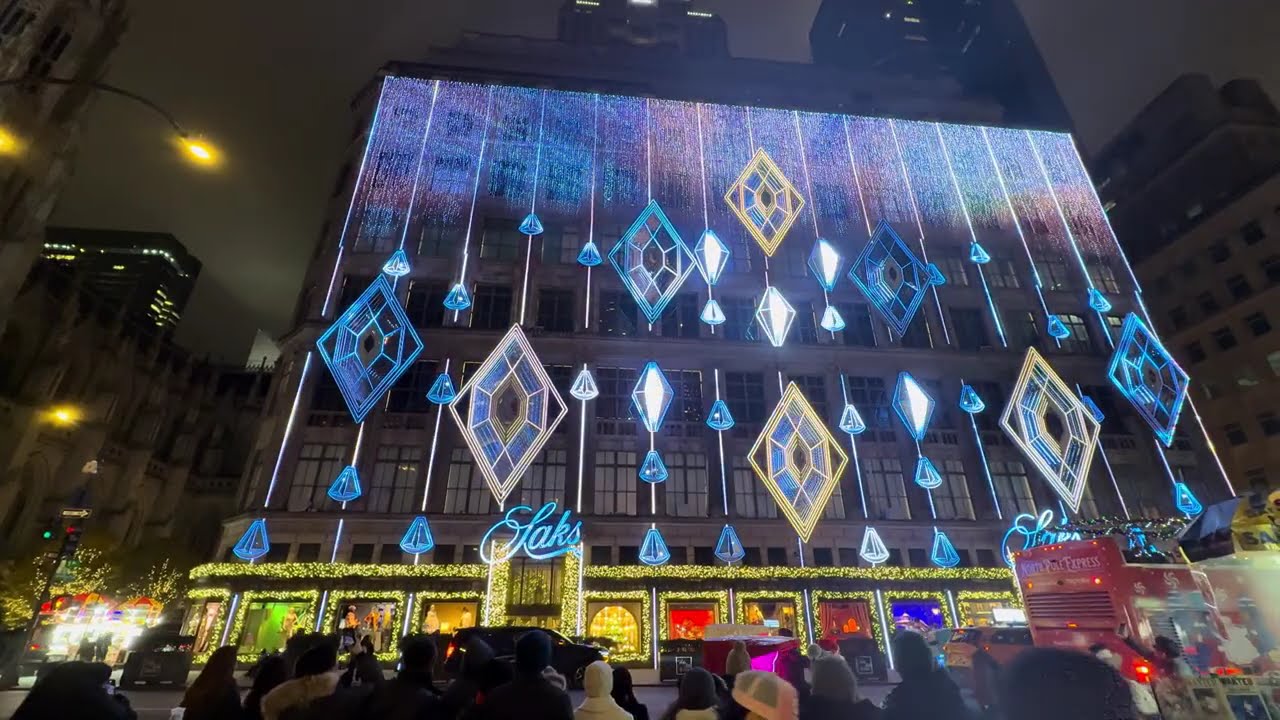 ✨4K The Saks Holiday Window Light Show 2025✨