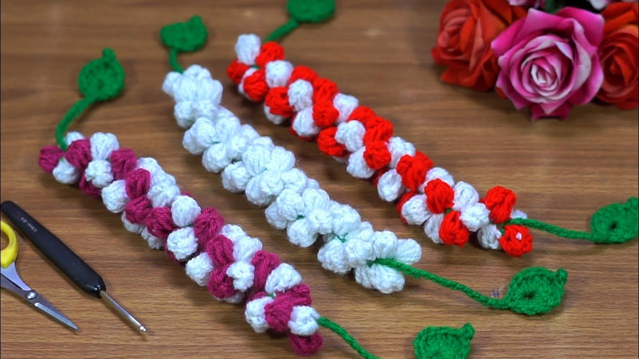 Wow!🦋 Crochet Hair Accessories 💗 | Gajra Design #hairband #creativesarita 
