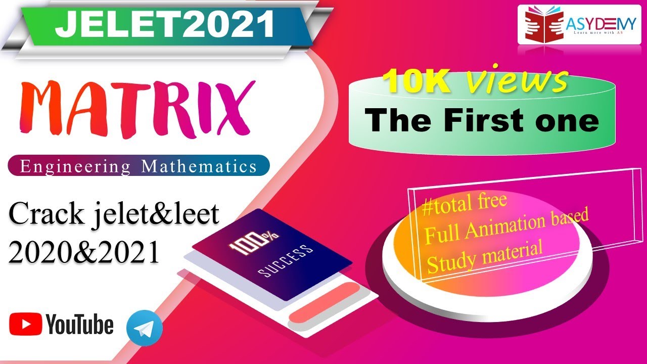 Jelet preparation mathematics matrix chapter 2020&2021*Exclusive*crack now with score100% jelet&leet