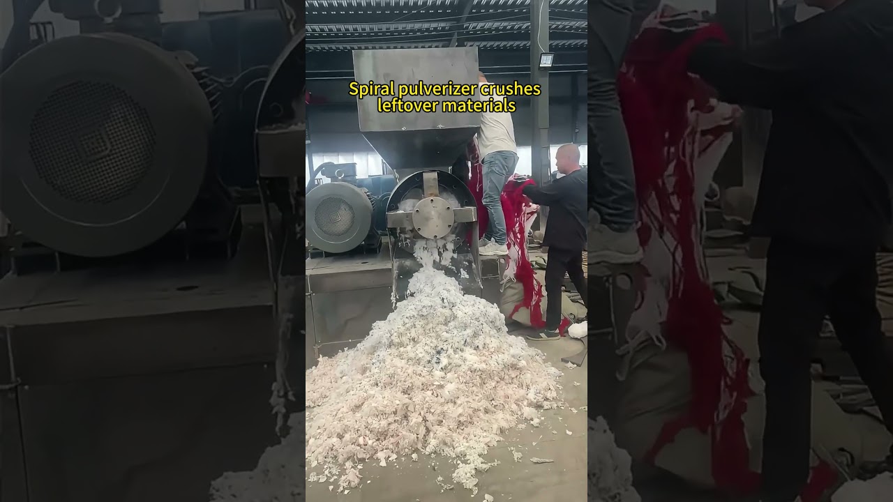 Single-shaft spiral pulverizer crushes textile leftover materials