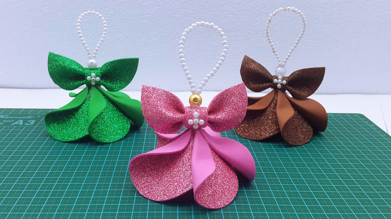 Glitter Foam Christmas Angel Ornaments | Christmas Angel With Glitter Paper | Glitter Foam Angel