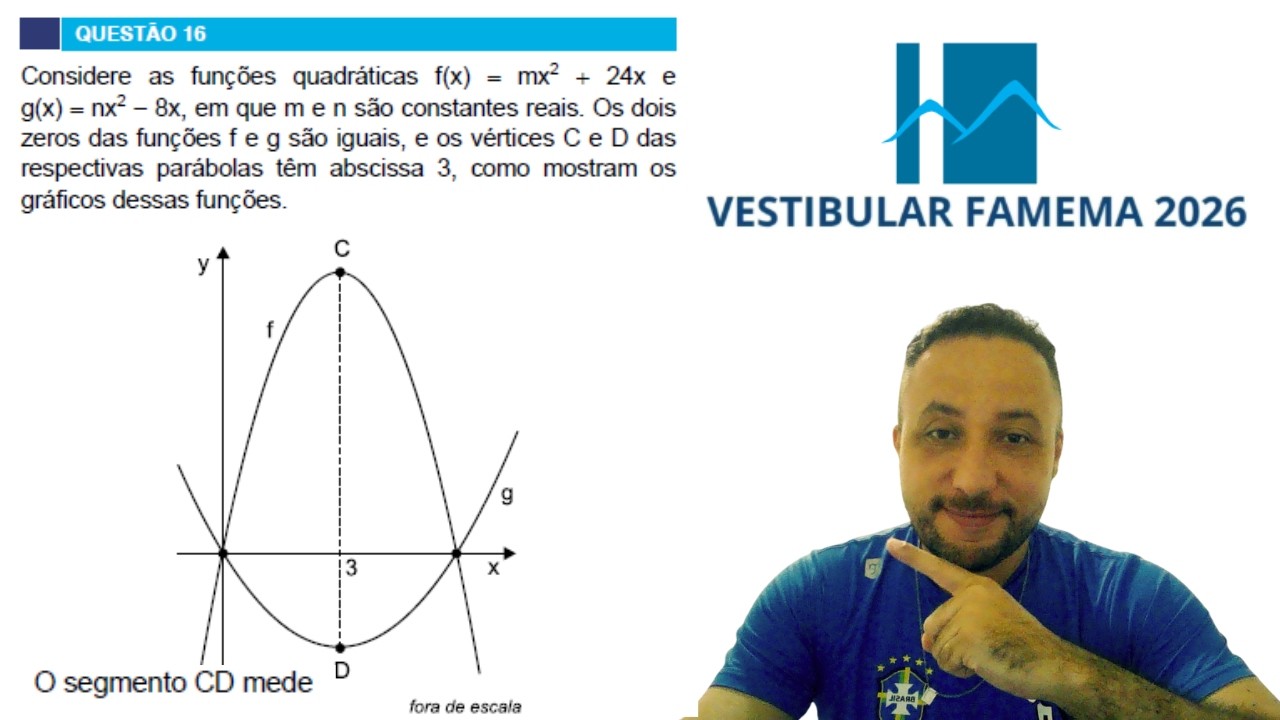 MEDICINA FAMEMA 2026 - QUESTÃO 16 - Considere as funções quadráticas