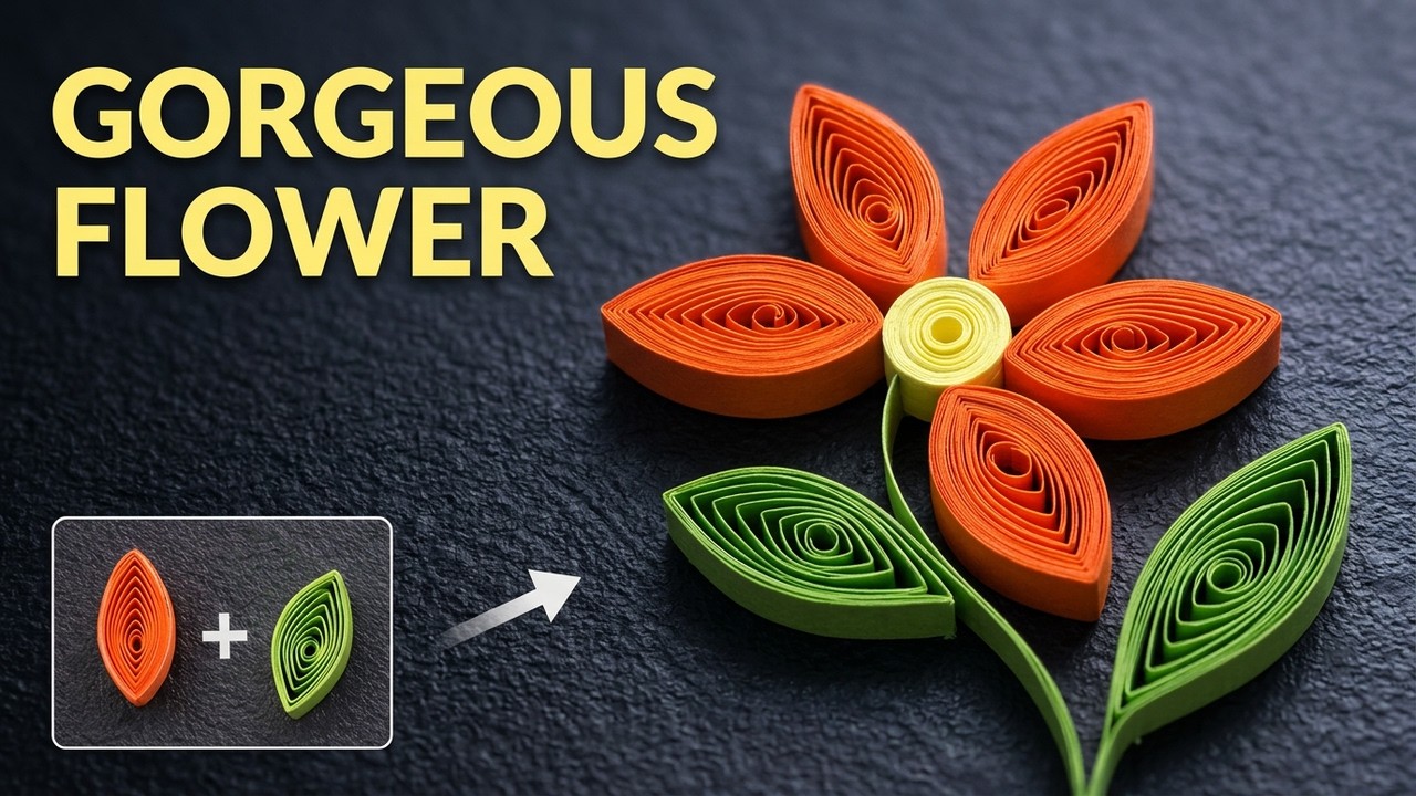 Marquise + Leaf Shape Se Flower 🌸 | Easy Quilling Trick Step By Step For Beginners (EP. 2)