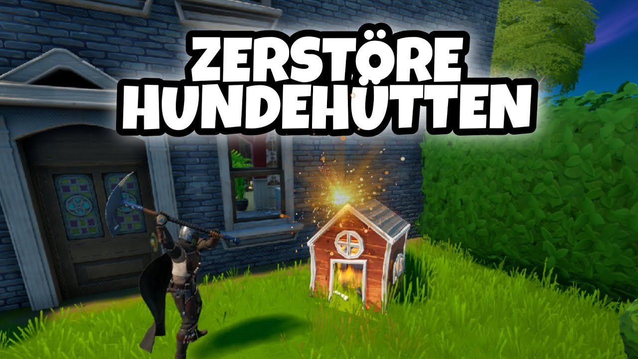 Zerst&ouml;re Hundeh&uuml;tten | Fortnite Season 5 Woche 2 Herausforderung + Gratis Skin