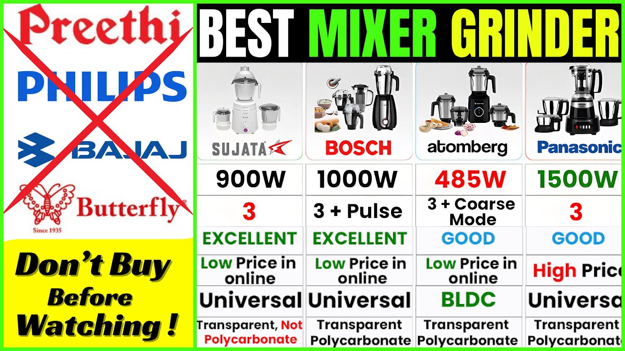 Best Mixer Grinder 2025 🌀 Sujata vs Bosch vs Atomberg – Top Mixie in India Reviewed