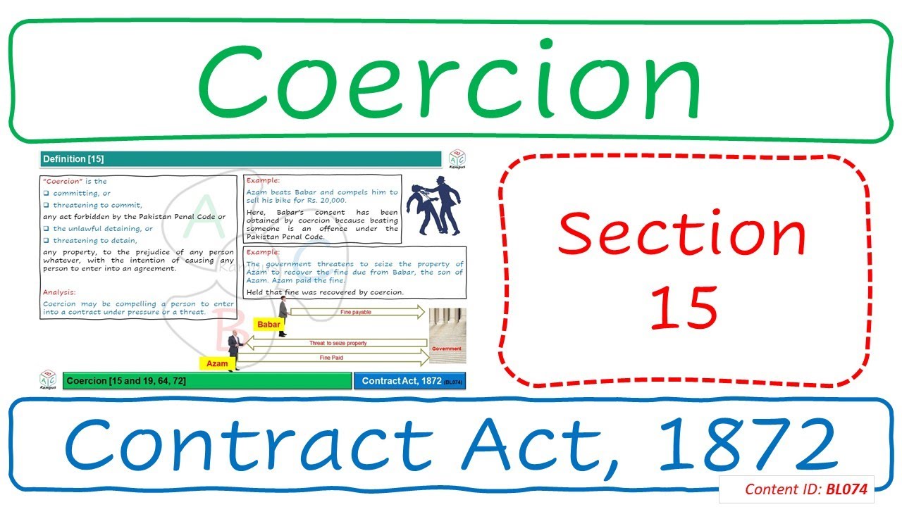 Section 15 Coercion | Contract Act, 1872 (BL074)
