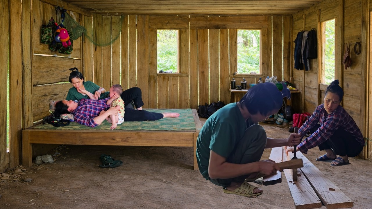 Making a New Bed for Wife and Kids | Warm Family Meals in a Quiet Forest Life