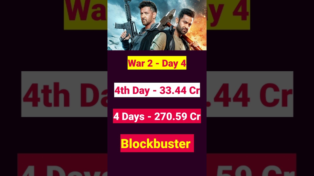 War 2 Movie 4th Day worldwide Box Office Collection  - movie fdfs