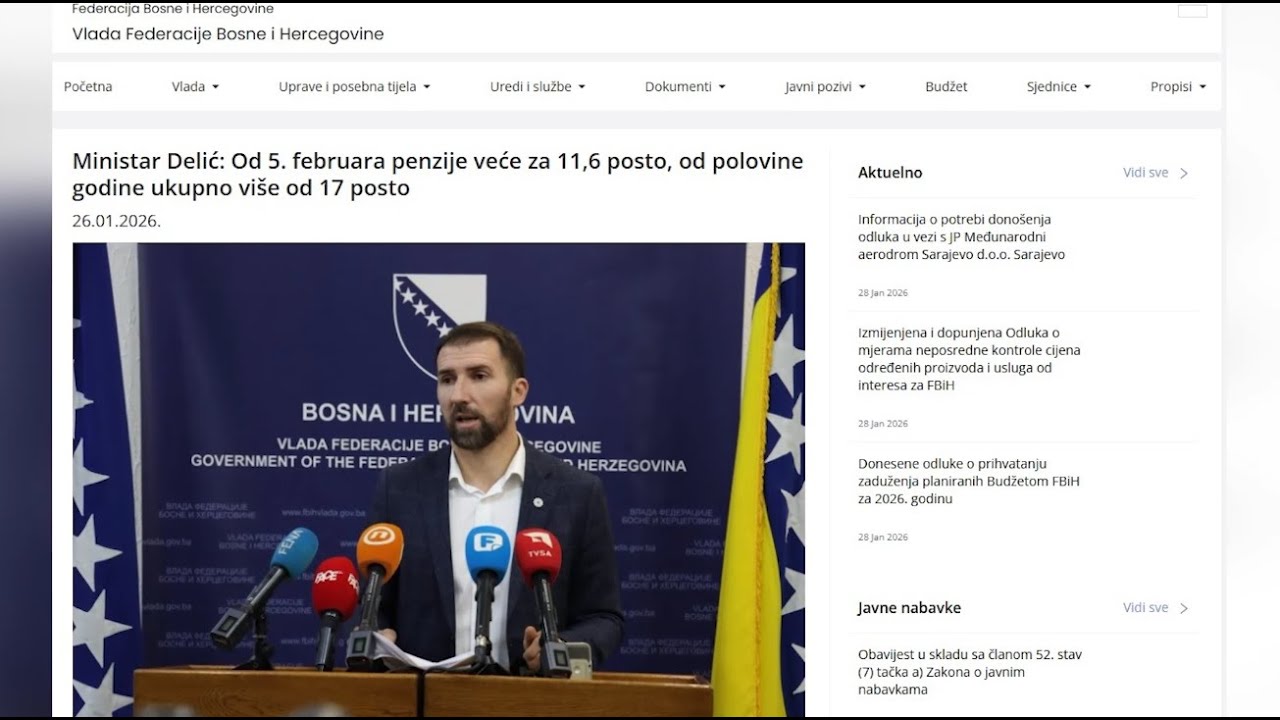 Ide povećanje penzija od 11,2 posto, iako je ministar Delić ranije rekao da će biti 11,6 posto