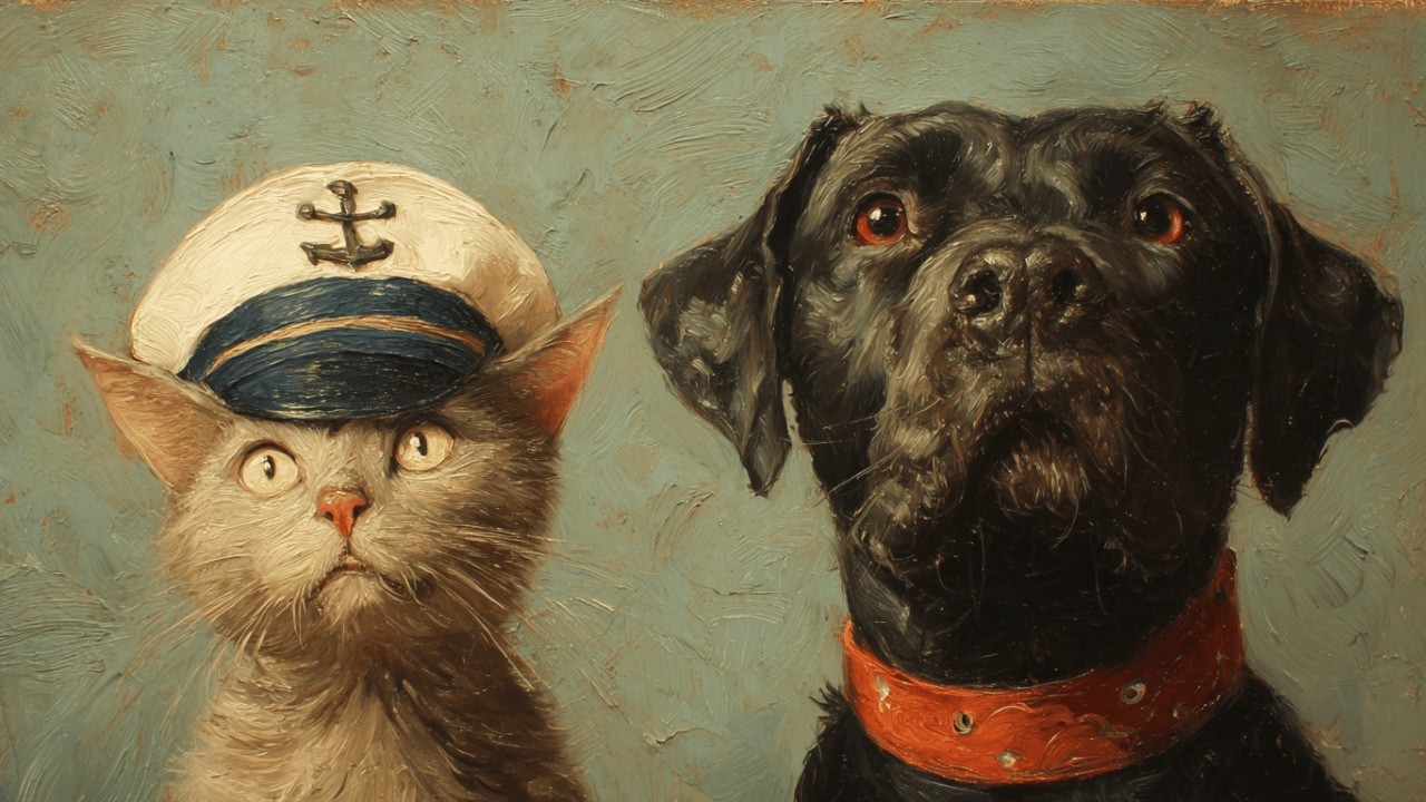 Vintage cat & dog paintings for TV | Museum-style oil art screensaver | 20 scenes