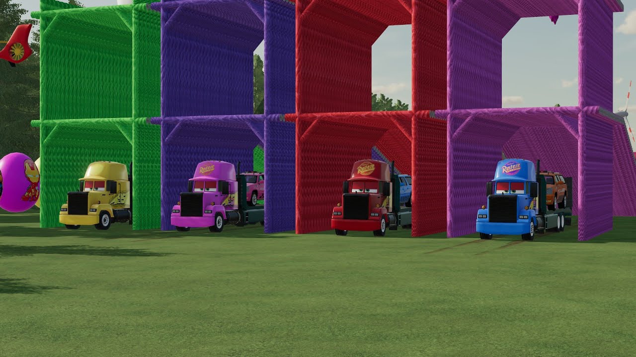 TRANSPORTING BUS, POLICE CARS, DUMP TRUCK, BOX TRUCK, FIRE TRUCK WITH SCANIA TRUCK - FS22