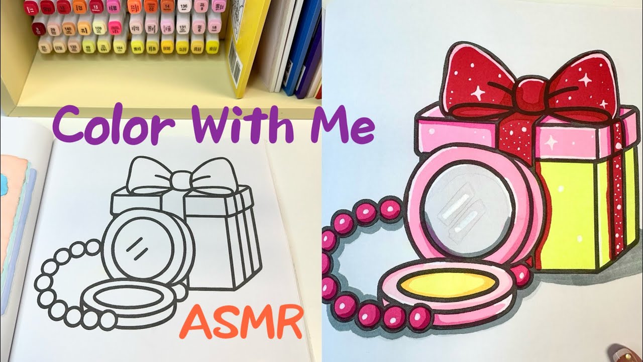 ASMR Color with Me ｜Cute Gift & Jewelry Box | Relaxing Coloring#drawing #satisfying 