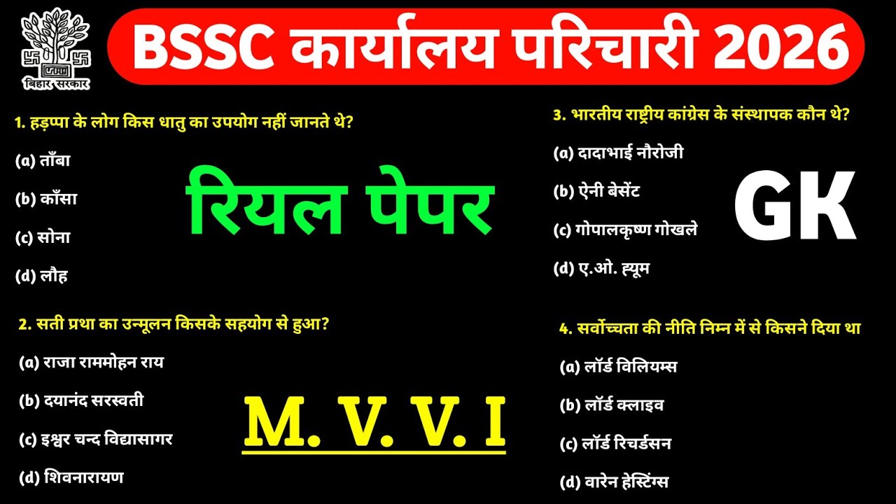 BSSC Karyalay Parichari 2026 | 40 Most Important Questions | Practice Set 01 by Khan Sir 