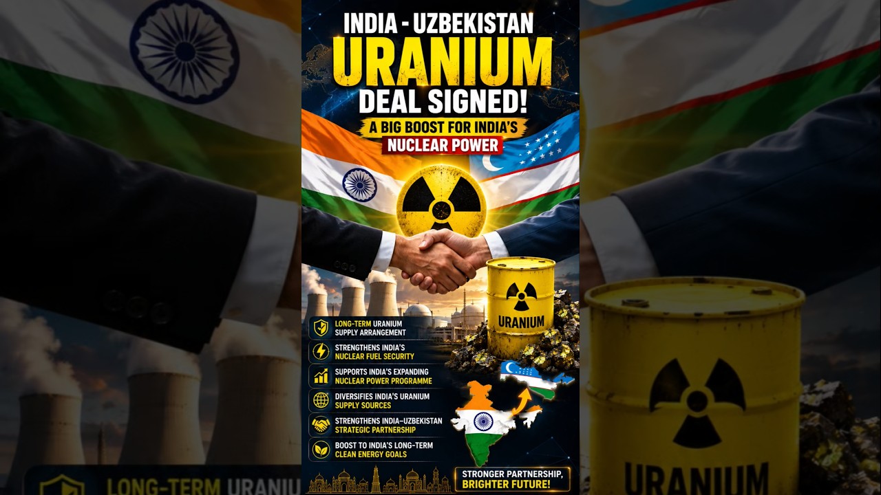 India-Uzbekistan uranium deal strengthens nuclear fuel security! ☢️🇮🇳🇺🇿#shortsfeed