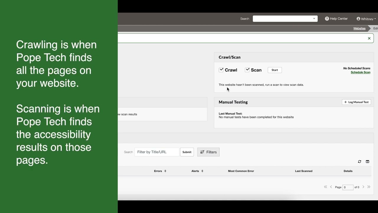 How to Add, Crawl, and Scan websites in Pope Tech