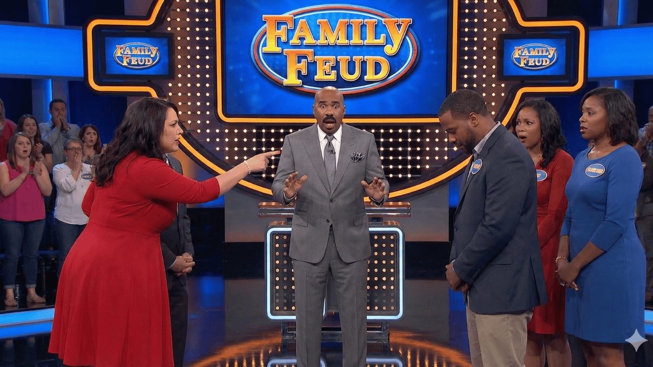 Steve Harvey FREEZES When Contestant’s Wife Learns About Her Husband’s Infidelity