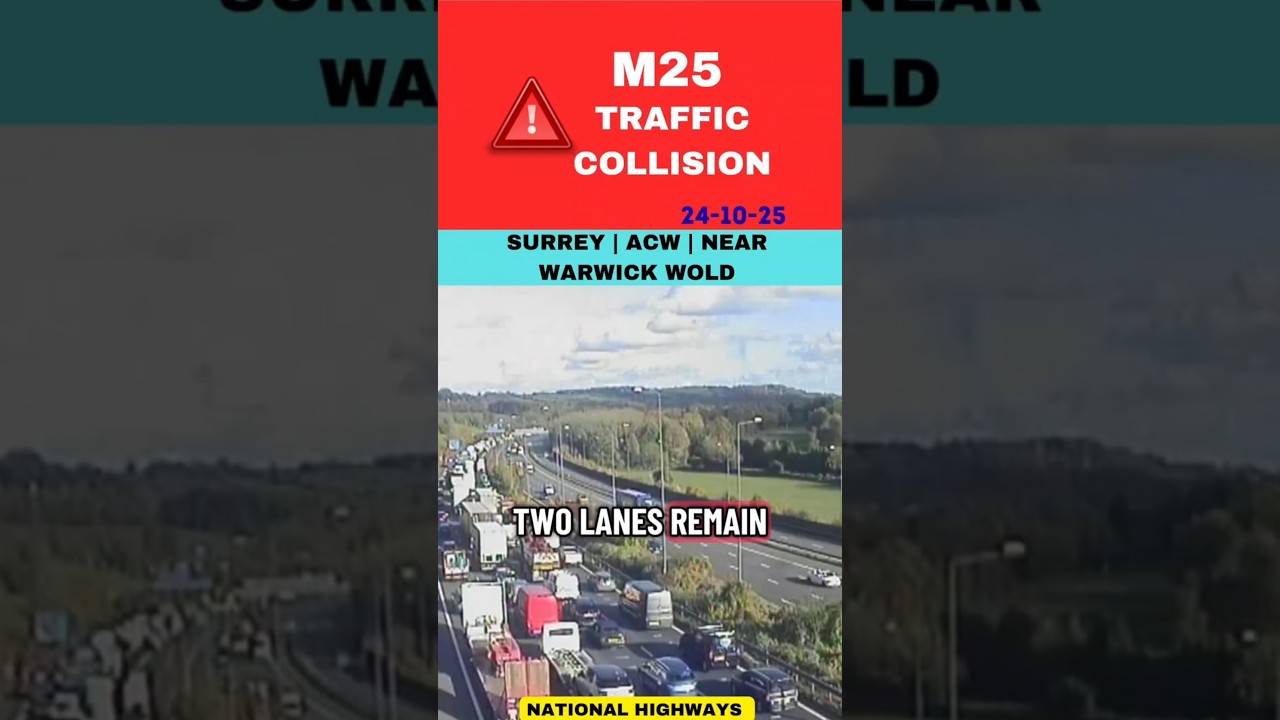Столкновение на трассе M25 ⚠️ | ПРОТИВ ЧАСОВОЙ СТРЕЛКИ | 2 ИЗ 4 ПОЛОС ЗАКРЫТЫ | СЕРРЕЙ #uk #дорог...