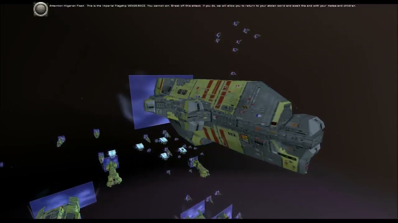 Attention Hiigaran fleet. This is the Imperial Flagship: Vengeance