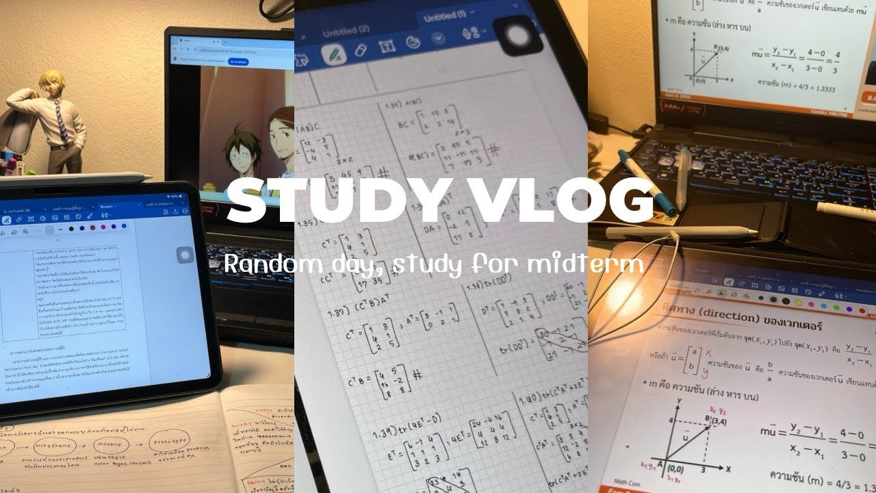STUDY VLOG 12 |  Studying for Midterms🔥 | Thai University Student📚