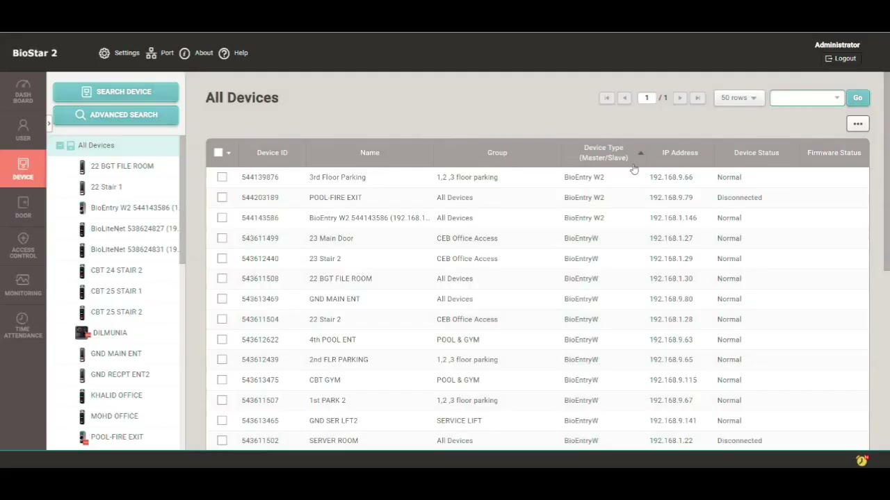 Biostar 2 Server Door and device configuration